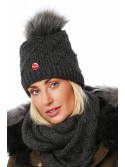 Winter hat with a scarf, graphite C43 - Online store - Boutique